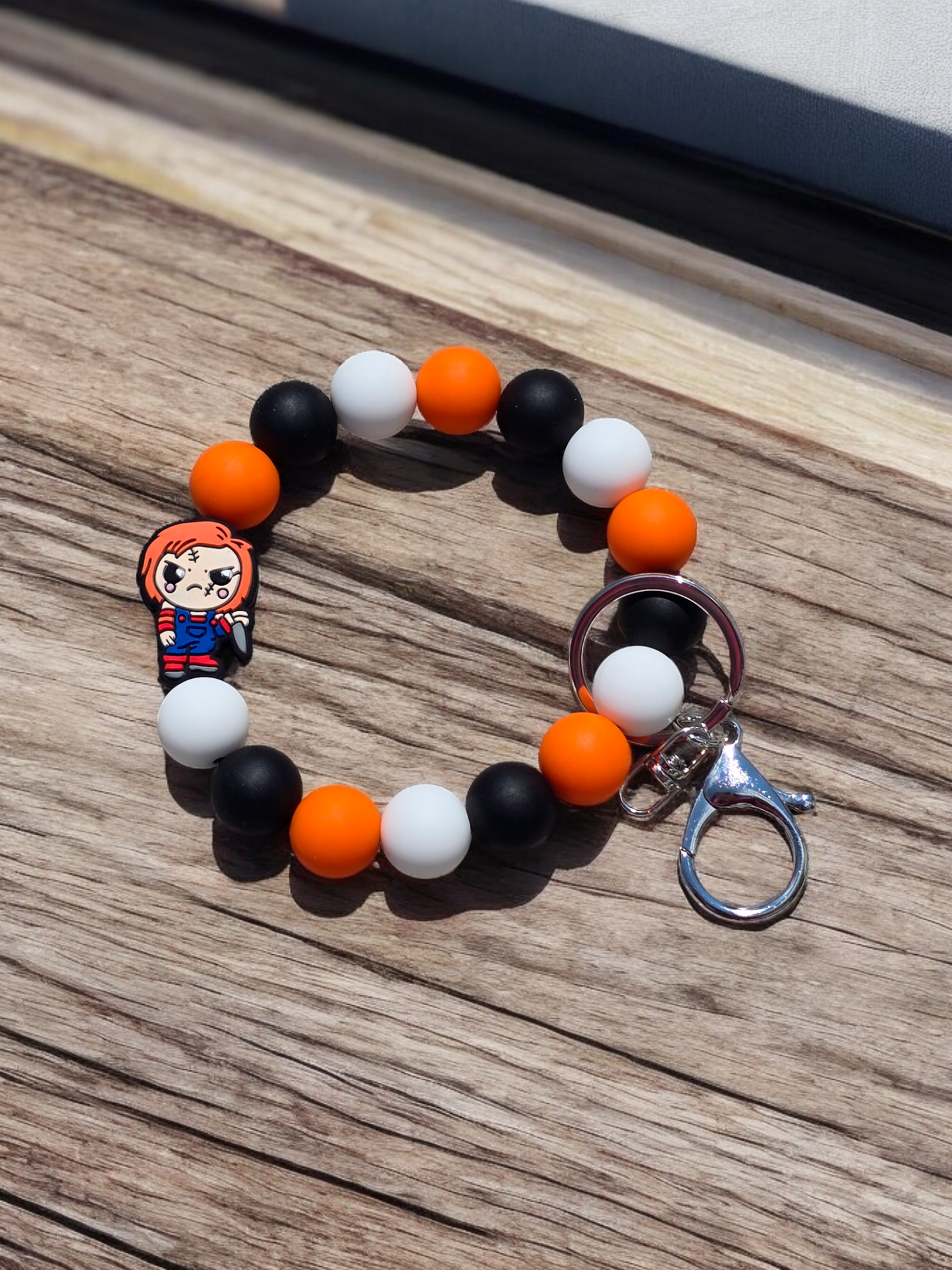 Orange, Black and White Wristlet