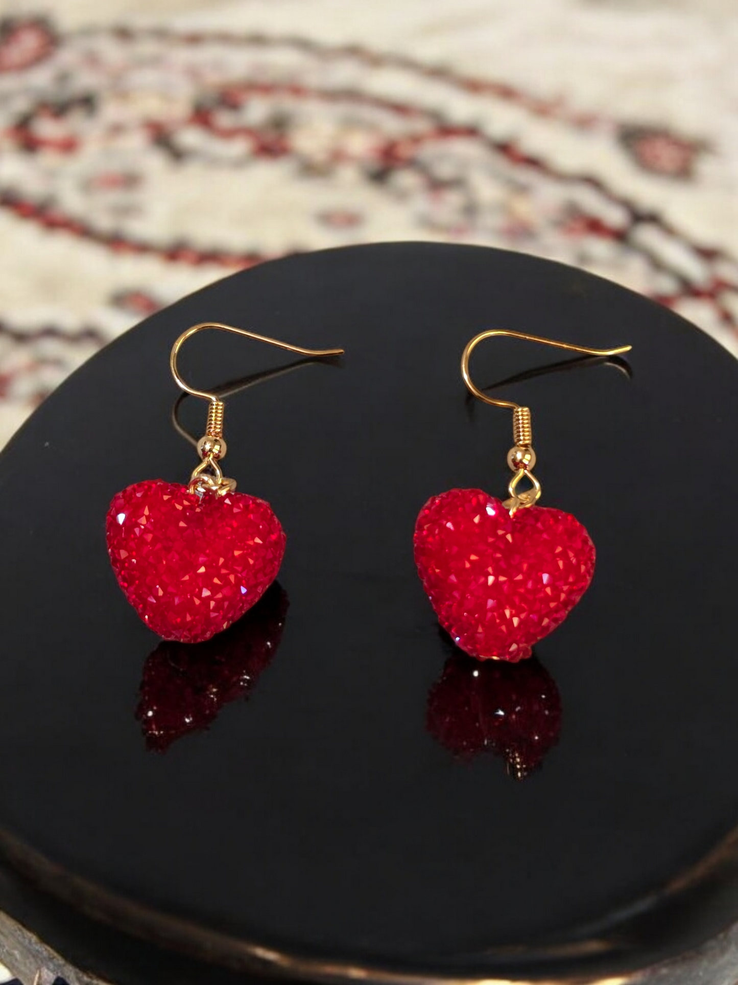 Dark Red Heart Earrings