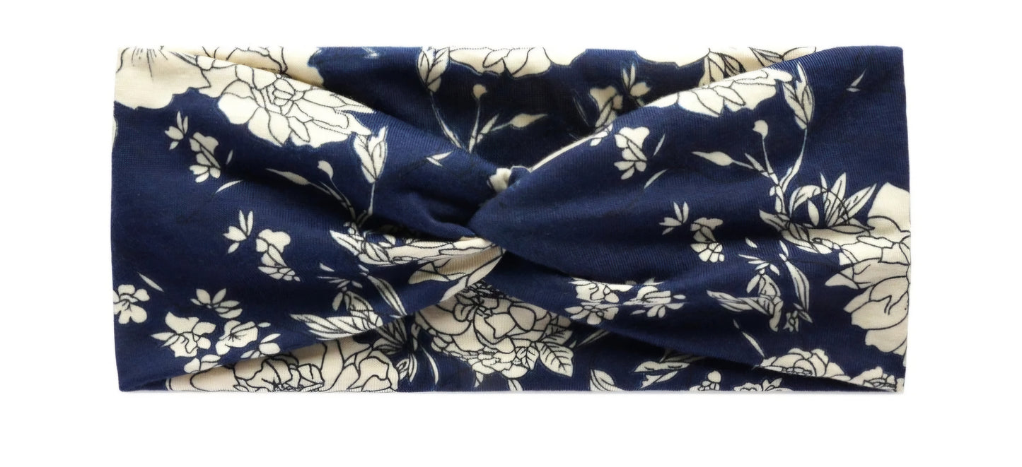 Dark Blue Floral Headband