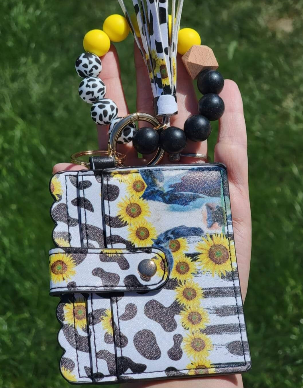 Cow Sunflower Wristlet Wallet