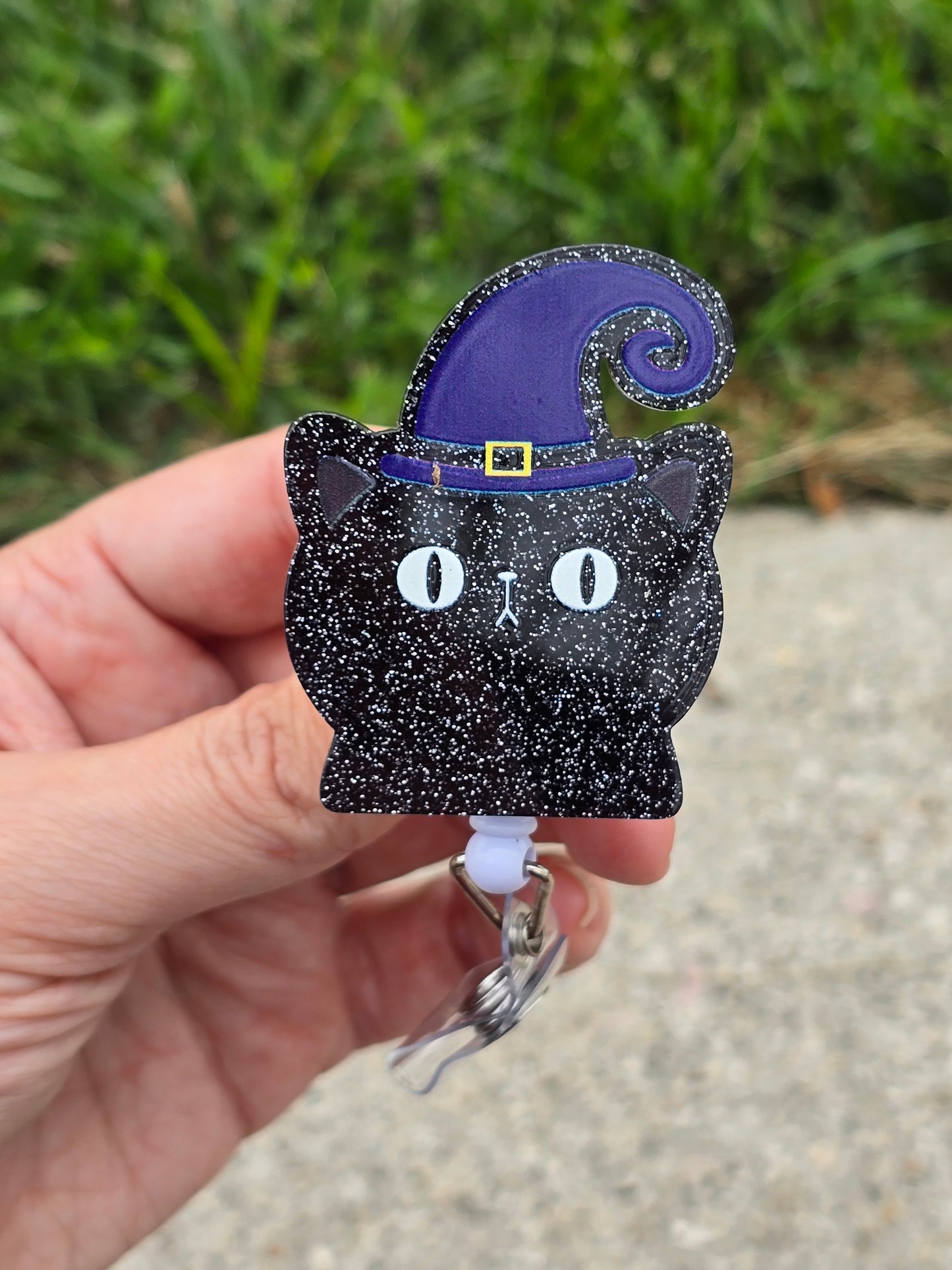 Witch Cat Badge Reel