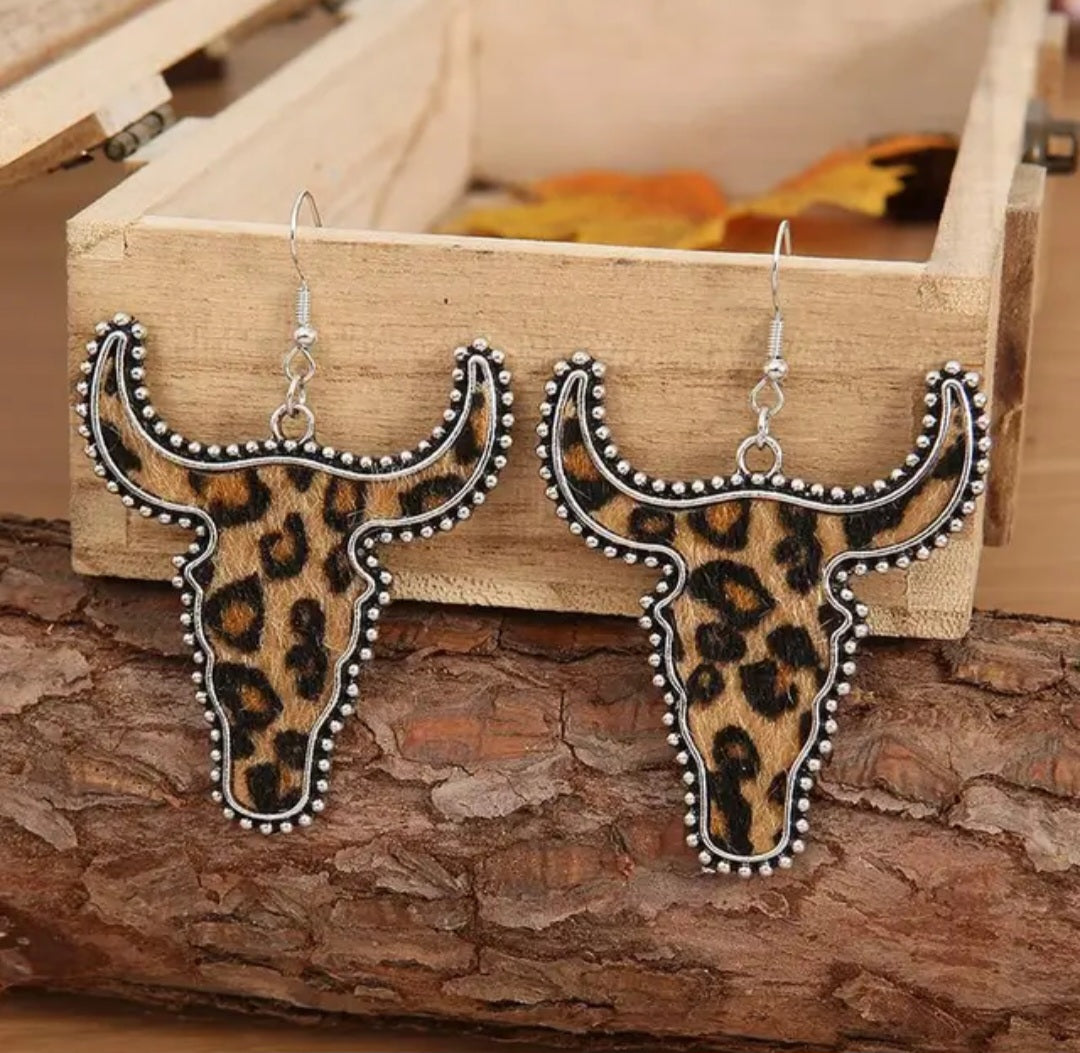 Leopard Bull Earrings