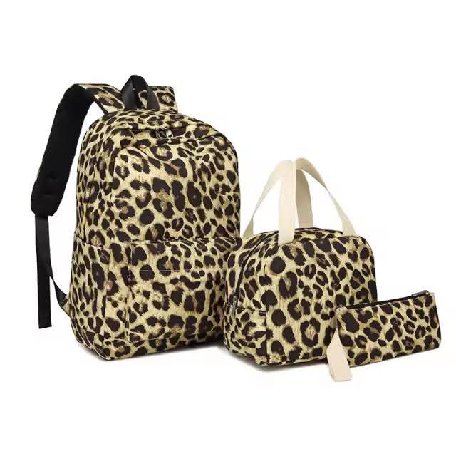 Leopard 3 Piece Backpack Set