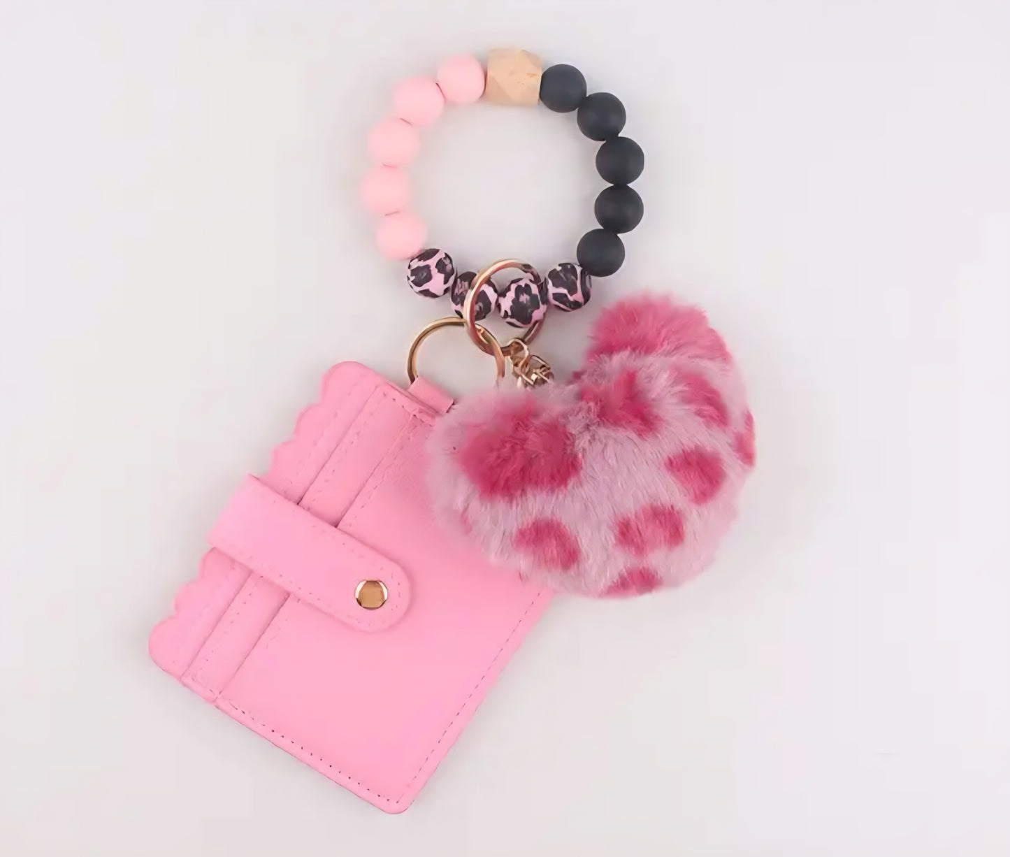 Heart Leopard Wristlet Wallet