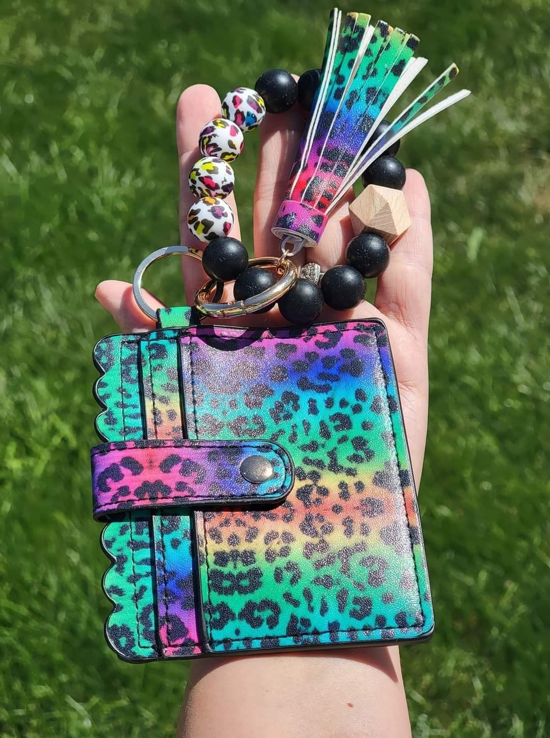 Rainbow Leopard Wristlet Wallet