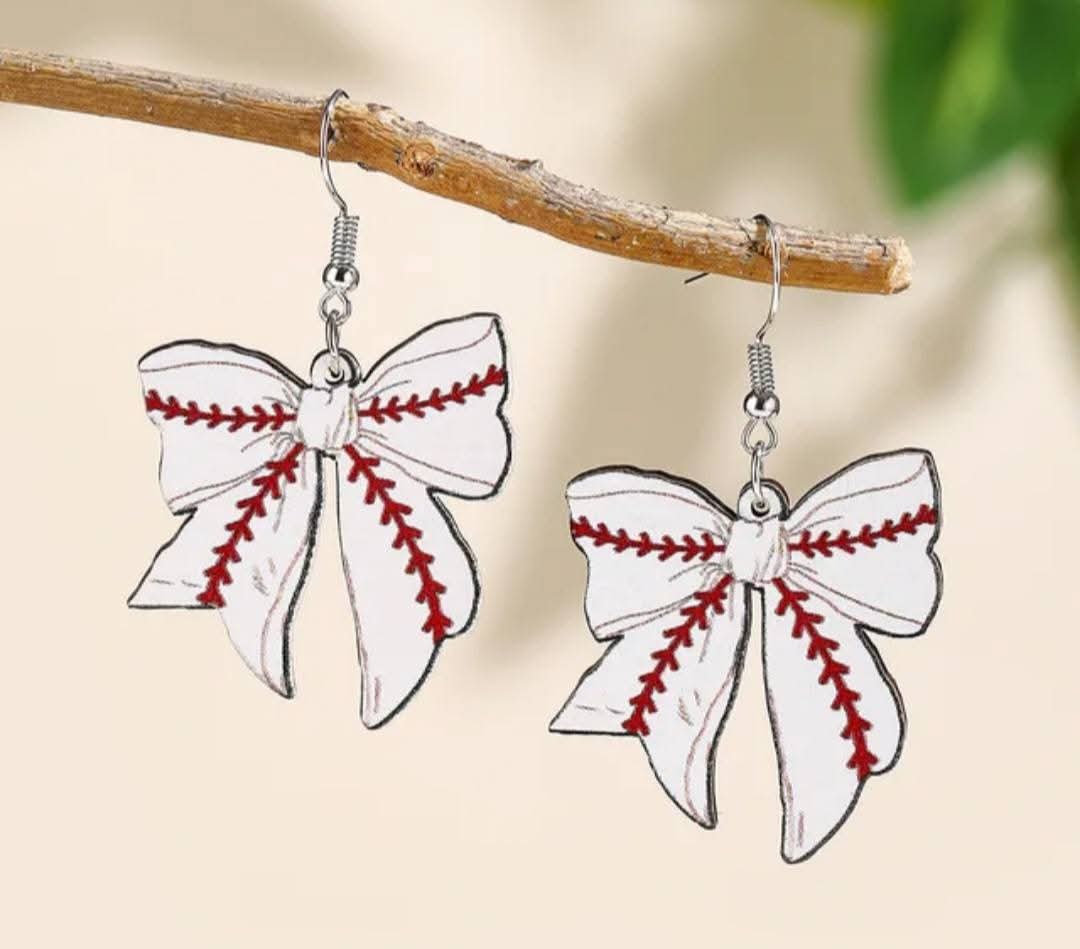 Baseball Bow Earrings