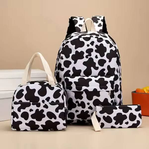 Cow Print Backpack Set