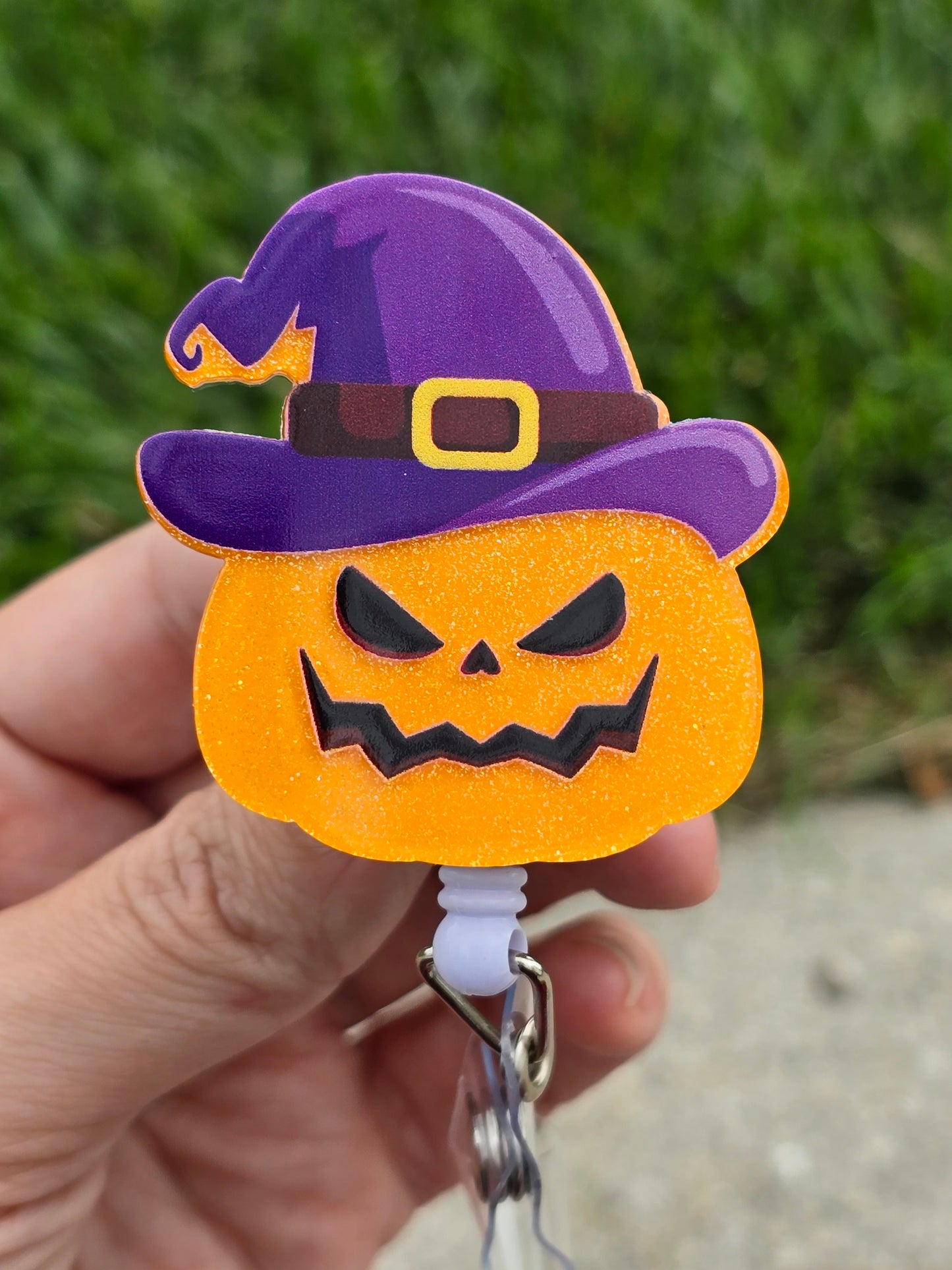 Pumpkin Witch Badge Reel