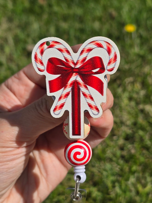 Candy Cane Bow Badge Reel