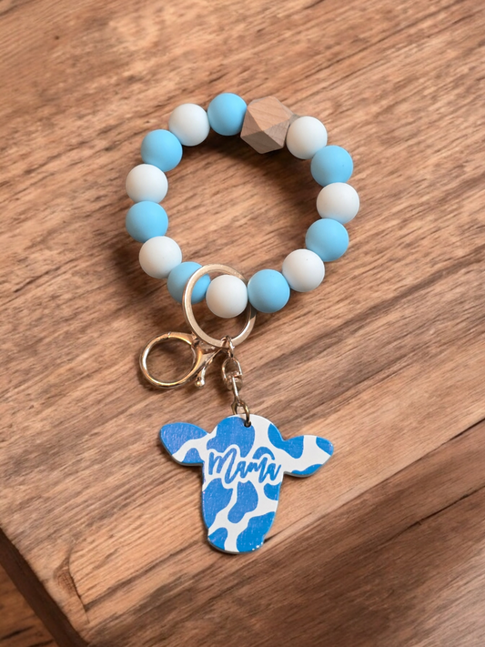 Blue Cow Mama Wristlet