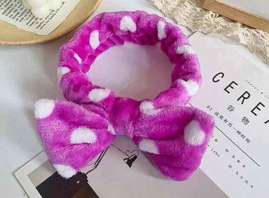 Purple Polka Dot Plush Headband