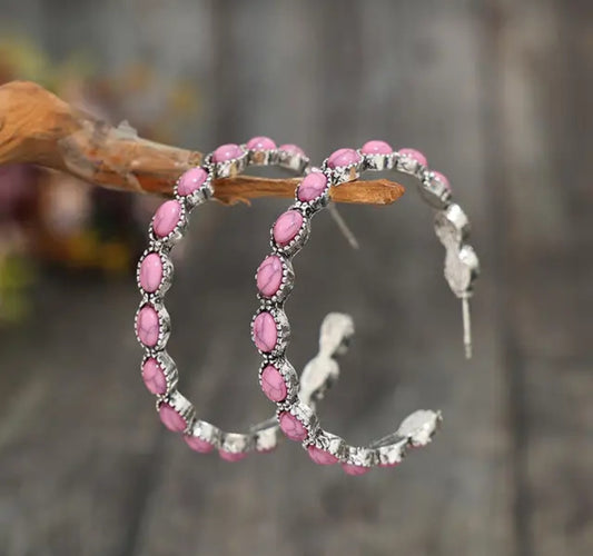 Pink Hoop Earrings