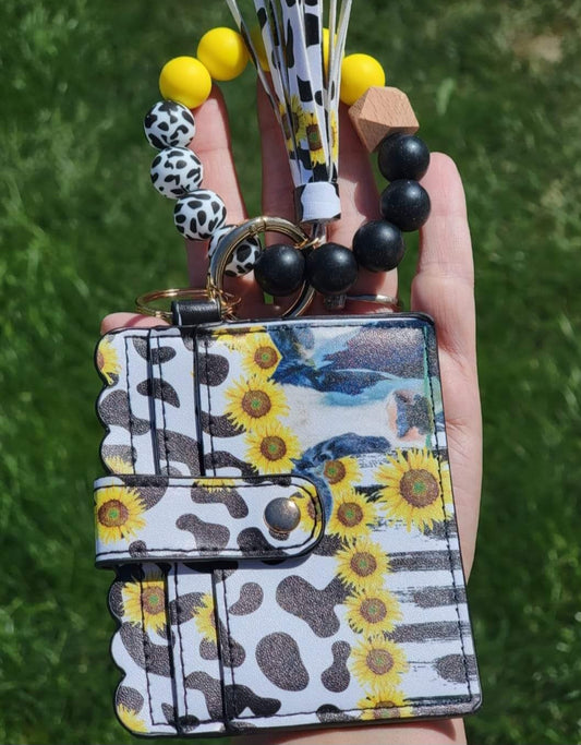 Cow Sunflower Wristlet Wallet