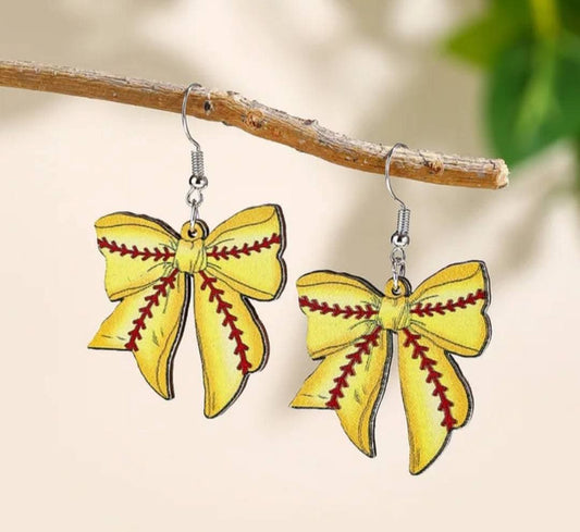 Softball Bow Earrings