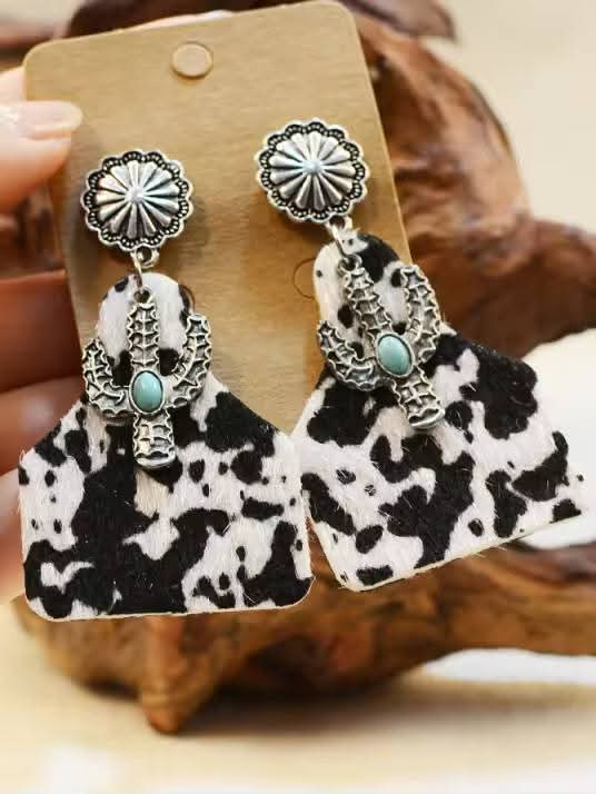 Western Cow Print Earrings
