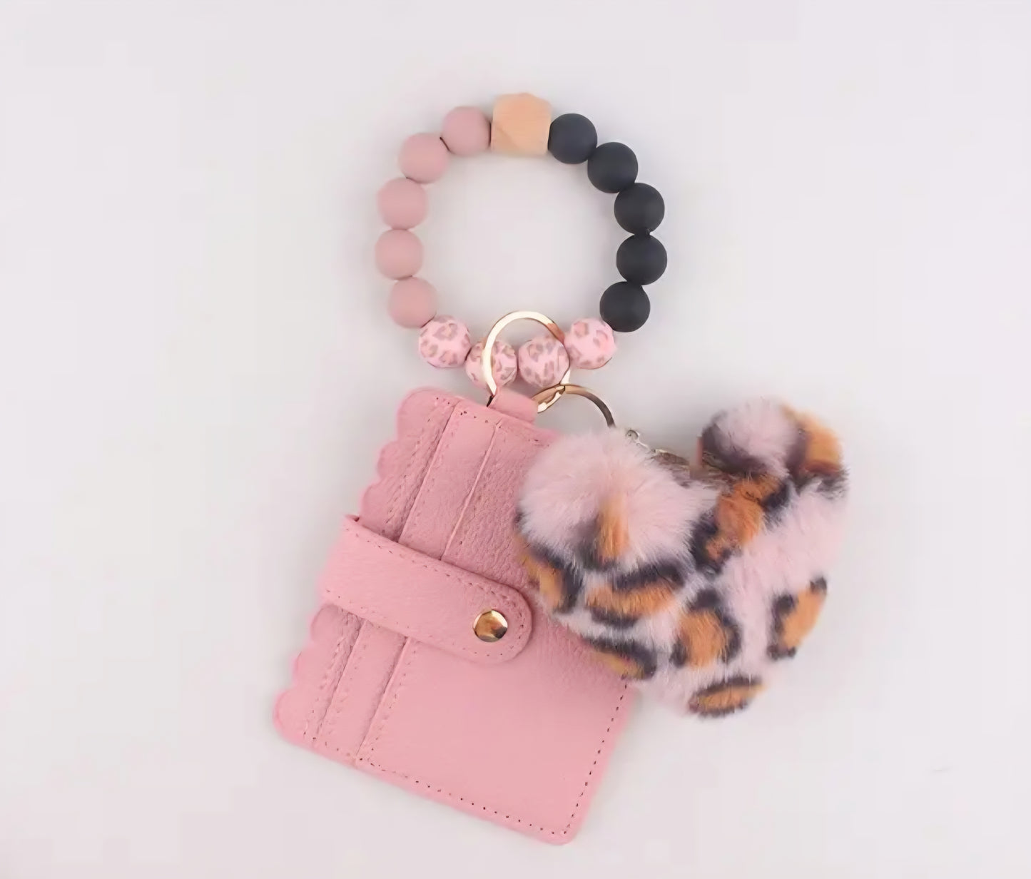 Heart Leopard Wristlet Wallet