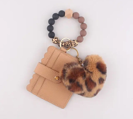 Heart Leopard Wristlet Wallet