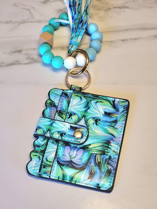 Blue Swirl Wristlet Wallet