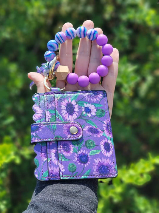 Purple Sunflower Wristlet Wallet