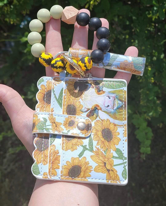 Sunflower Cow Wristlet Wallet