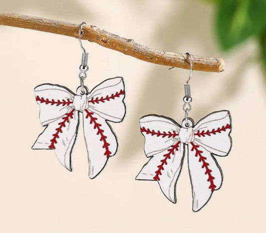 Baseball Bow Earrings